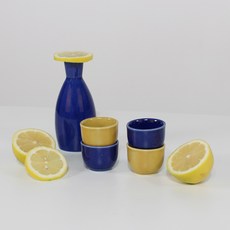 Moonsalt 陶瓷檸檬藍瓶和玻璃杯套組, 1套, Tokuri + 2 杯 x 2p