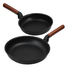 CooK&CooK Miracle韓國產IH感應爐適用強化塗層鍋具組, 黑色, 平底鍋 22cm+28cm, 1組