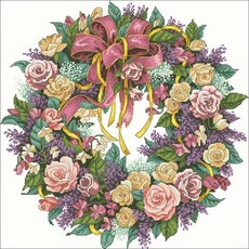 居家裝飾玫瑰十字繡DIY材料包, 花環, 1個