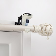 창안애 못없이 설치하는 커튼봉 안뚫어고리 세트 이지홀더 블랙 + 커튼봉, 블랙(홀더), 아이보리(커튼봉)