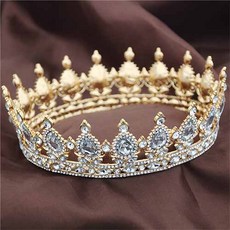 Damon 圓形大水鑽點綴自助婚紗皇冠 VCX013, 1個, 金白色