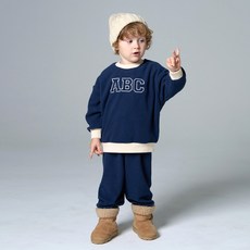 KIDSCOMO 男童款ABC字母刷毛長袖套裝