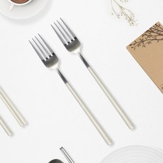 RAONNURI 可用於洗碗機的Reve彩色叉子, 象牙白, 2個