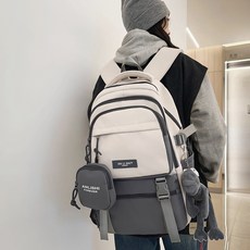 Elsso 舒適肩背 附娃娃鑰匙圈及收納袋 學生收納後揹包, 灰色