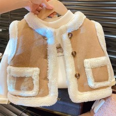 EYOUMONG 兒童寬鬆版撞色口袋鈕扣背心 E5W037