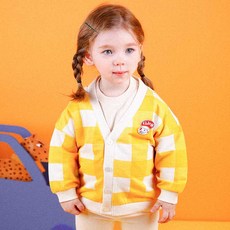 mollimelli 兒童刺繡格紋長袖針織外套