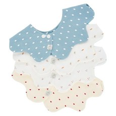 agazzang 嬰兒旋轉式圍兜 4件組, A 雲朵藍+胡蘿蔔兔+櫻桃+愛心, 1組, 4件