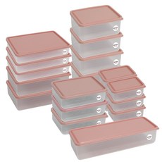 BETREE 第2季 可彎曲冷凍庫整理收納盒 19p 混合套組 5 粉紅色, 1套, 19個