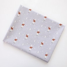 COTTONVILL 大韓紡織 有機30支棉平紋 兔子與月亮 2碼 布料, 1個, 灰色