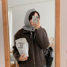 Lindashop Moito 雙鈕扣針織連帽圍脖 cpacc424k3a, 灰色, 1個