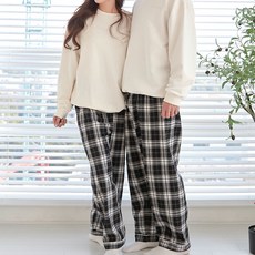 PINKZONE 情侶款Hershey格紋棉質刷毛口袋褲 2件