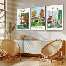 funyz 薄框名畫珍珠板海報畫框組 摩西奶奶D, 無