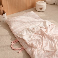 vivienda 幼兒用莫代爾涼感雙面午睡被墊 + 超細纖維毯子套組 一體式, 森林粉