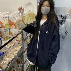 여성용 블랙101 피로우스 오버핏 미니멀 후드집업 CH-2318299