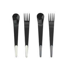 Bogen 甜點餐具組 白色+深灰色 2組, 1套, 2 個茶叉 + 2 茶匙