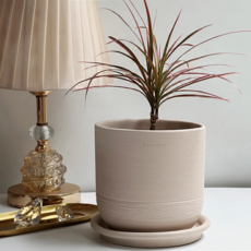 ENVIE CASA Solar 附托盤陶盆 米色 1個 24cm