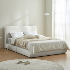 스칸디아 더스테이 호텔 패브릭 헤드형 침대 프레임 + 라텍스 7존 독립스프링 매트리스 세트 방문설치, 라이트그레이