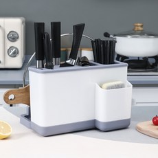 Bogura多功能廚房瀝水分離清潔烹飪工具刀架, 1個, 灰色