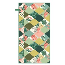 紅鶴插畫印花方形海灘巾 A_RD_972, 馬賽克, 1個