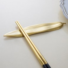 Life Lab金色霧面湯匙筷子架, 柳葉, 1個