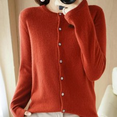 더시럽 여성용 블렌드 루즈 크루넥 쇼트 니트 가디건