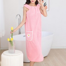 레인보우 목욕 바스 원피스형 타올 가운 대형, 핑크, 2개