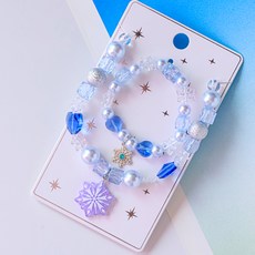 아기코끼리 아이스 블루 눈꽃 목걸이 + 팔찌 세트