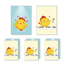 小圓雞線圈繪畫本45頁 2款*4入組, 黃綠色, 1套