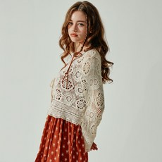 VikiniVender 女款 Jamilla 鉤織罩衫開襟衫