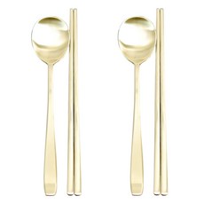HAEMO Miller 輕鈦餐具 2人份套組, 金色, 湯匙 2p + 筷子 2p
