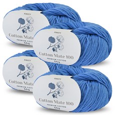 니뜨 코튼메이트 100 뜨개실 50g, 22 라이트블루, 4개