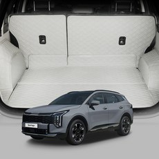 디테일링 우븐블럭 프리미엄 풀커버 트렁크매트 + 킥매트 + 가죽보호제 세트, 그레이 + 실버, 더 뉴 스포티지(NQ5 F/L) 하이브리드 크렐사운드 무