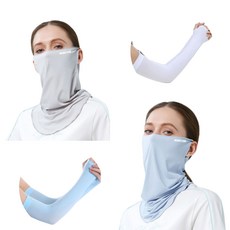 몬스터 아이스 마스크 2종 + 토시 2종 세트, 라이트그레이, 블루, 1개