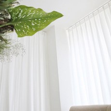 Merryground 蝴蝶褶遮光窗簾 2件組, 白色