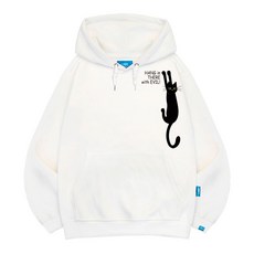 L.LAMO 刷毛H黑貓連帽T恤