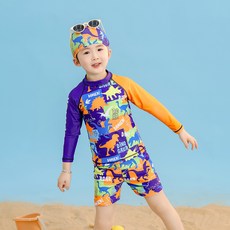 Starbean 男童 Danger Dino 防曬泳衣上下裝+帽子套組