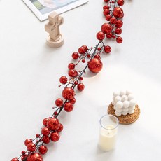 flowertree 室內牆面裝飾小物 亮片球掛旗 180cm, 紅色