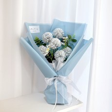 LOVELY FARM 人造絨球絲花花束, 1個, 藍色