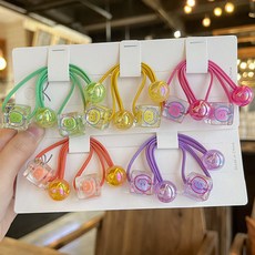 Kids Day 女童方塊微笑髮圈10件組