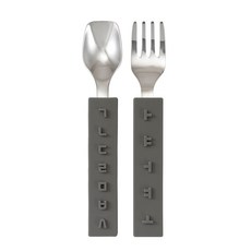 DKU 幼兒用韓文湯匙叉子組, 深灰色, 1套