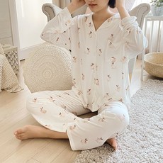 JUNIDAY 莫代爾棉軟兔奶油色睡衣上下套裝