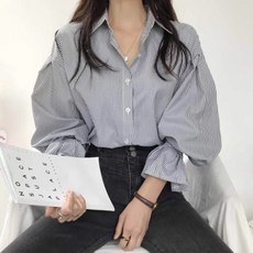 Black Swan 女士條紋簡約長袖襯衫