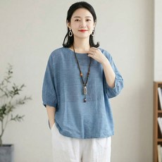 INFIOUS 女款涼爽夏季亞麻大尺碼襯衫 I263-0213