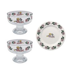 1537 清爽玻璃甜品球2p+瓷盤小套組, 天使花園, 1套