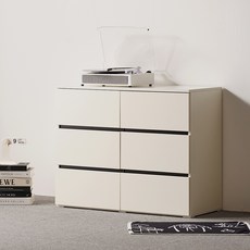 웰퍼니쳐 캐빈 와이드 3단 6칸 서랍장 900 방문설치, 크림 아이보리