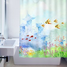 Changmungeurigi 設計布料浴簾 海洋故事 150 x 200 cm, 1個