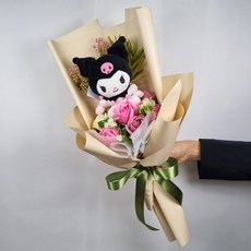 비누꽃 쿠로미 인형꽃다발, 혼합색상, 1개