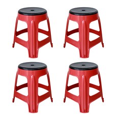 팬물산 원형 회전 플라스틱 의자 4p, 레드