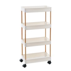 에버하우스 온오프 이동식 다용도 스탠드선반 우드, 우드 4단, 1개