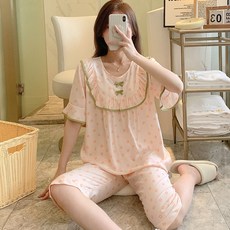 피어니스트 여성용 냉감 소프트 러블리 반팔 잠옷 상하의 세트